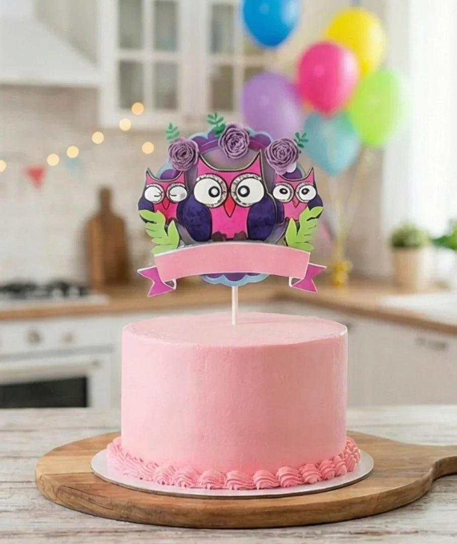 קישוט לעוגה (Cake Topper) בעיצוב ינשופים- עבודת יד בשכבות נייר