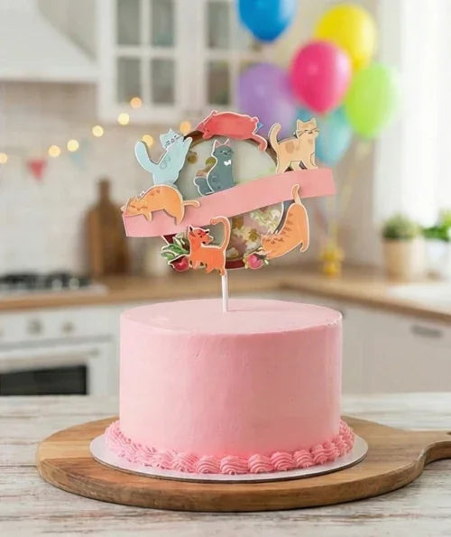 קישוט לעוגה (Cake Topper) בעיצוב חתולים- עבודת יד בשכבות נייר