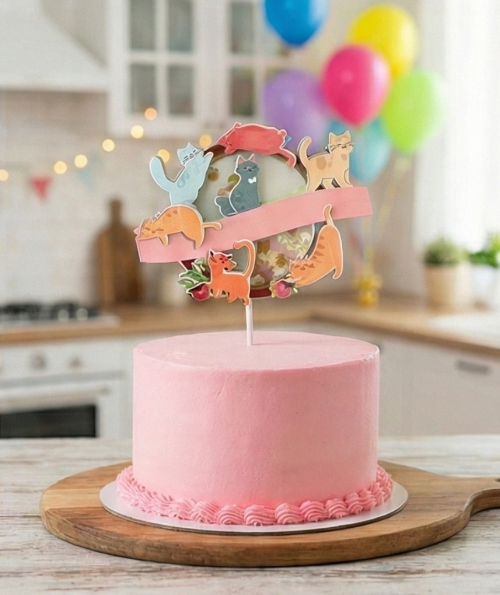 קישוט לעוגה בעיצוב חתולים