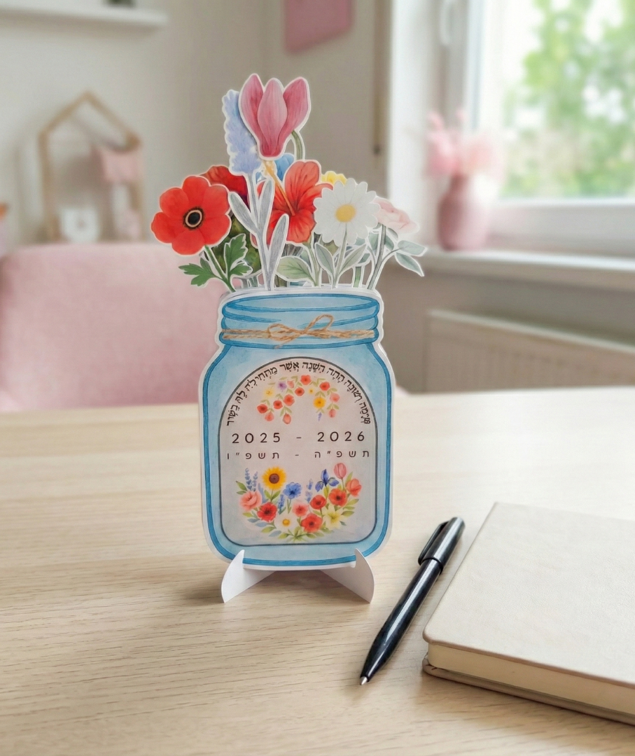 לוח שנה פרחים בצנצנת