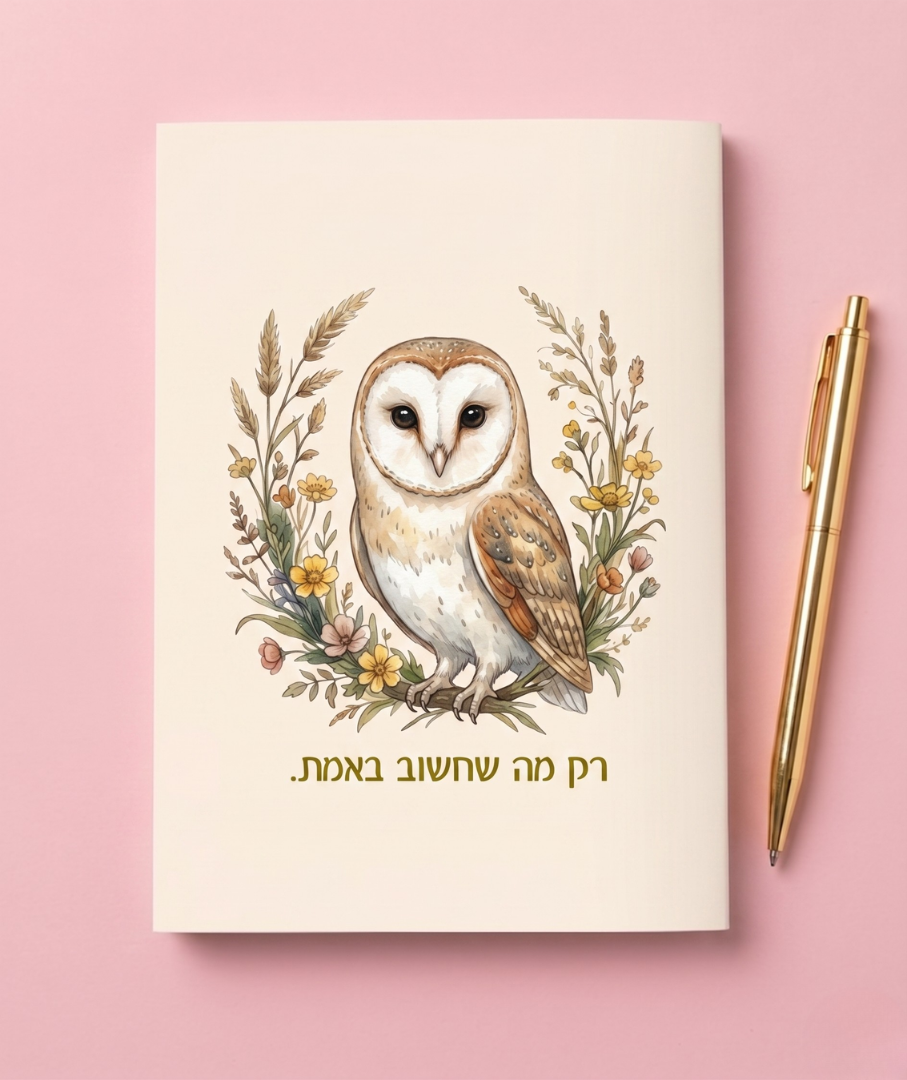 מחברת שורות מעוצבת עם משפט השראה סדרת הינשופים- מגוון דגמים לבחירה