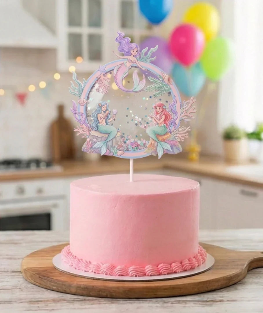 קישוט לעוגה (Cake Topper) בעיצוב בנות ים- עבודת יד בשכבות נייר