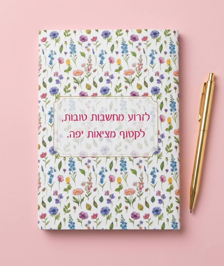 מחברת שורות מעוצבת עם משפט השראה "פריחה"- מגוון דגמים לבחירה