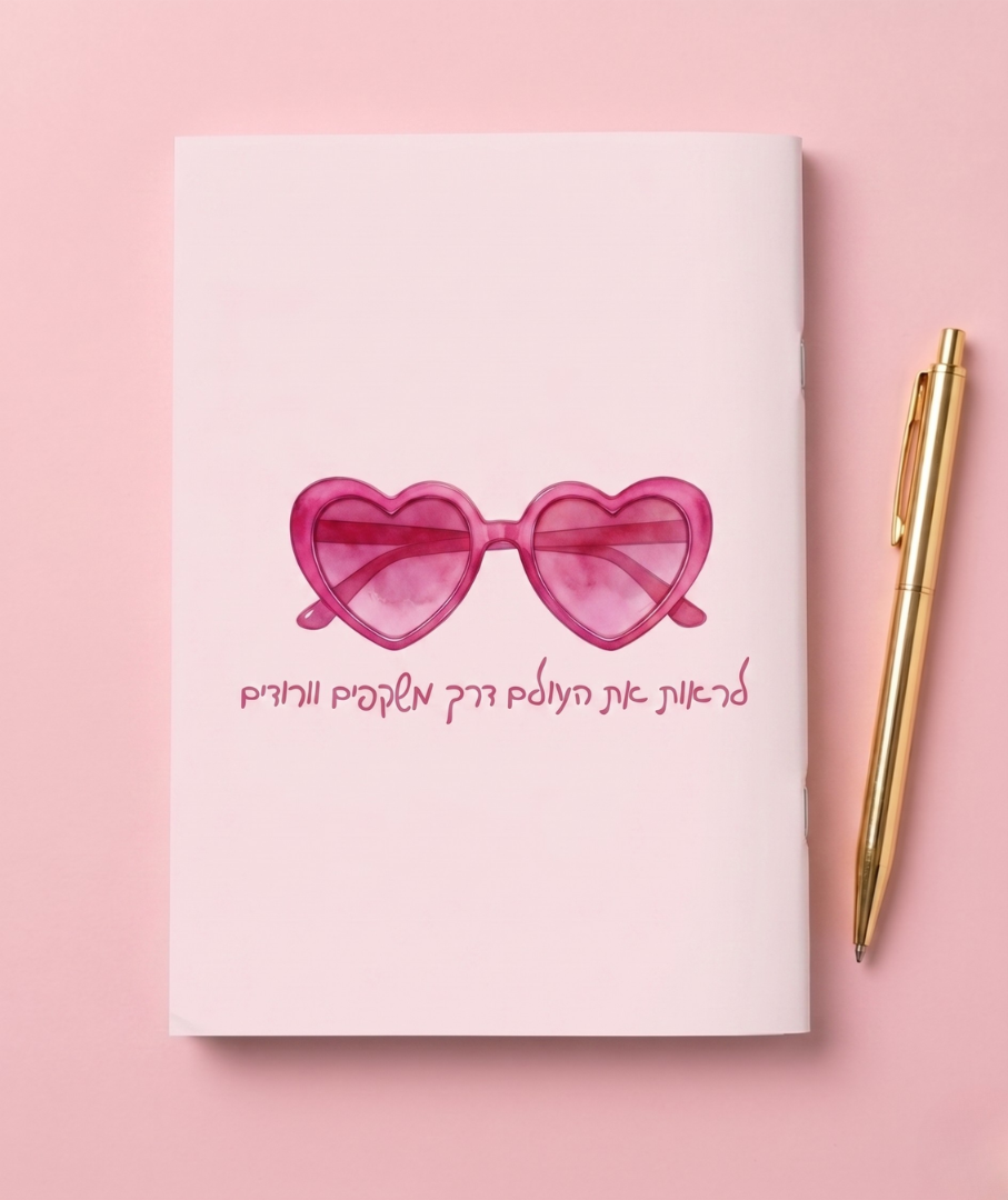 מחברת שורות מעוצבת עם משפט השראה הסדרה הורודה- מגוון דגמים לבחירה