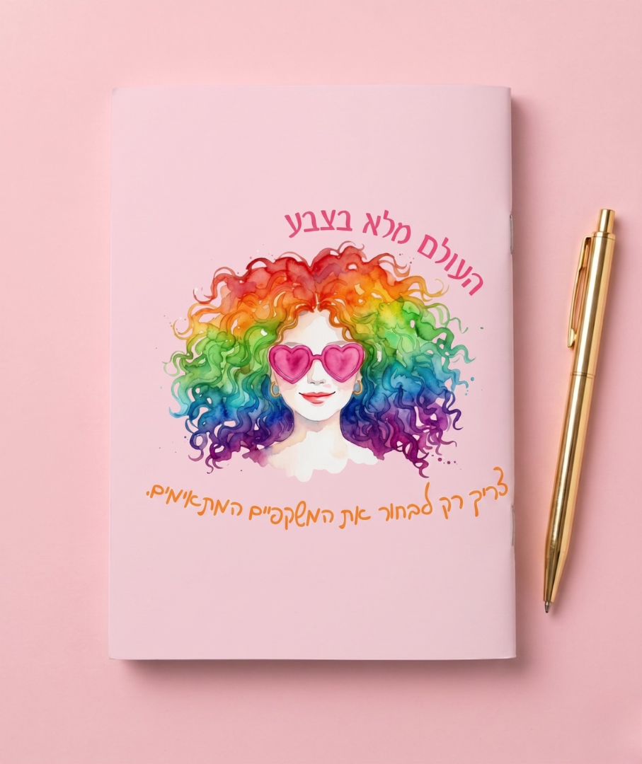 מחברת שורות מעוצבת עם משפט השראה הסדרה הורודה- מגוון דגמים לבחירה