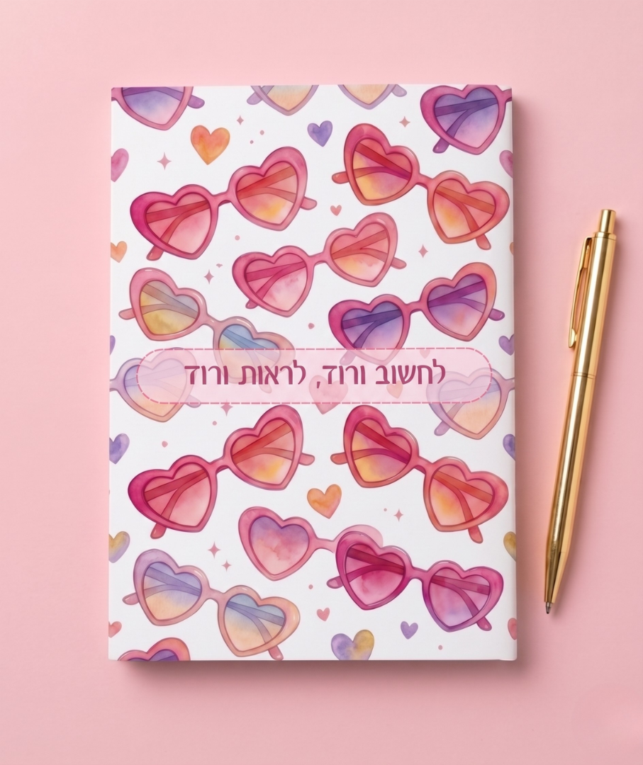 מחברת שורות מעוצבת עם משפט השראה הסדרה הורודה- מגוון דגמים לבחירה