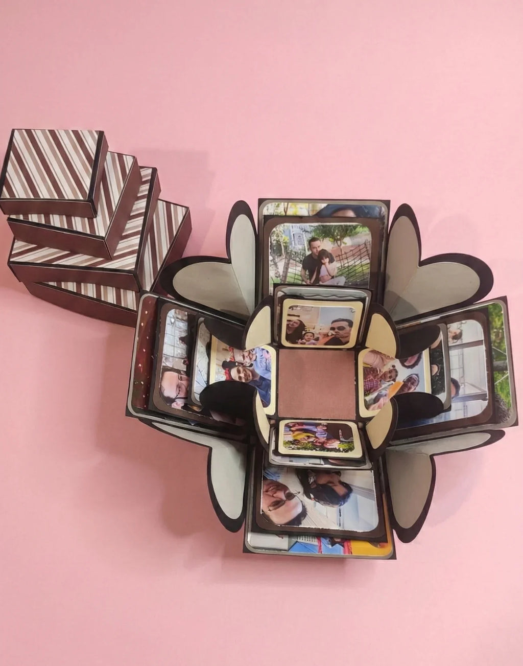 קופסא מתפוצצת עם תמונות בעבודת יד- מתנה מפתיעה ליום הולדת או יום נישואין