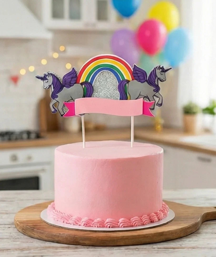 קישוט לעוגה (Cake Topper) בעיצוב חד קרן- עבודת יד בשכבות נייר