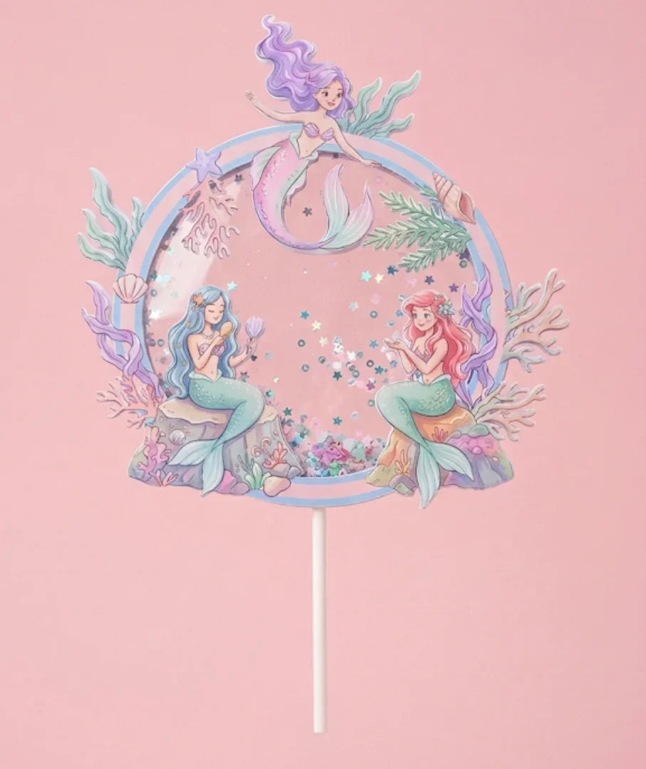 קישוט לעוגה (Cake Topper) בעיצוב בנות ים- עבודת יד בשכבות נייר