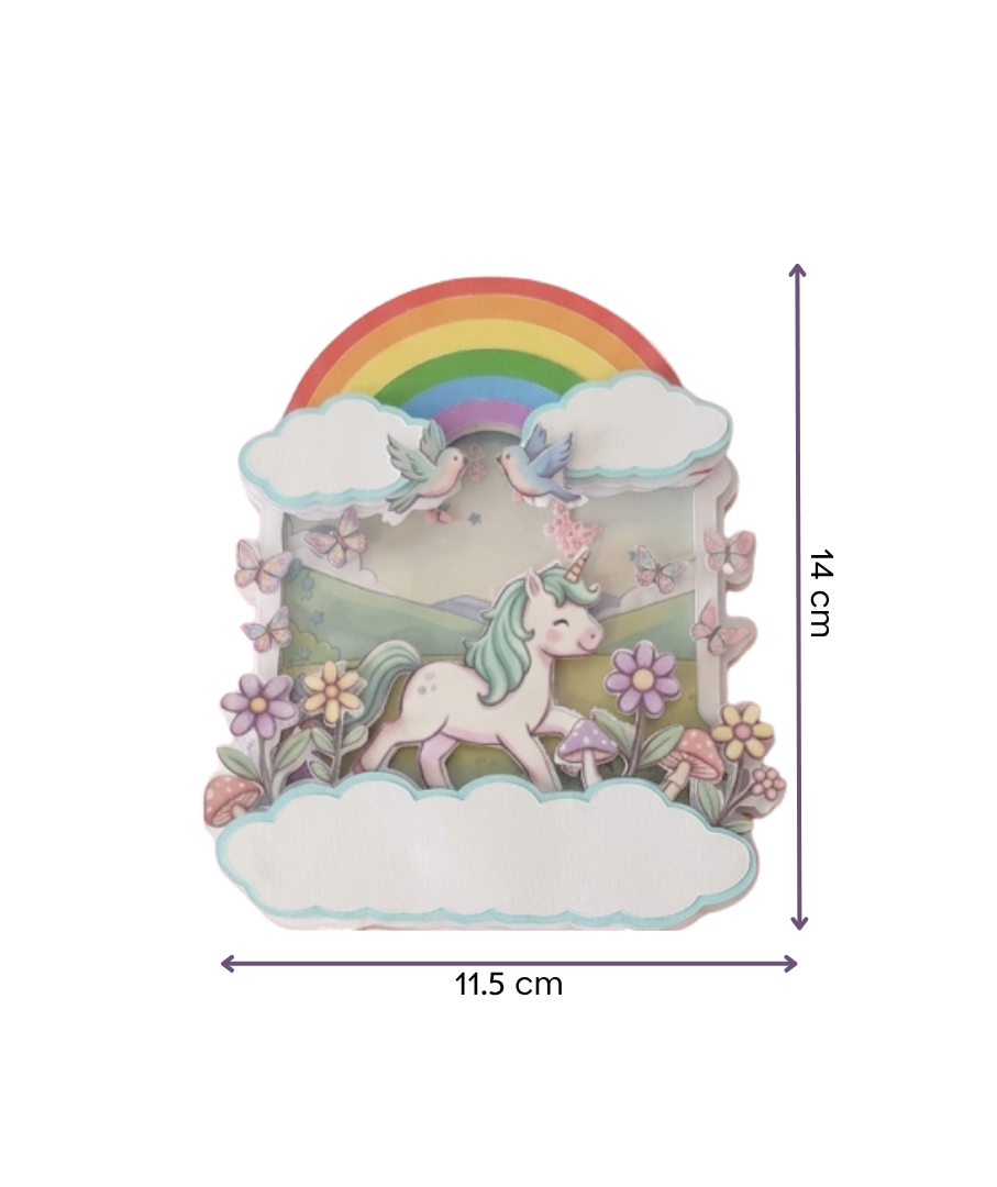 קישוט לעוגה (Cake Topper) בעיצוב חד קרן קסום- עבודת יד בשכבות נייר